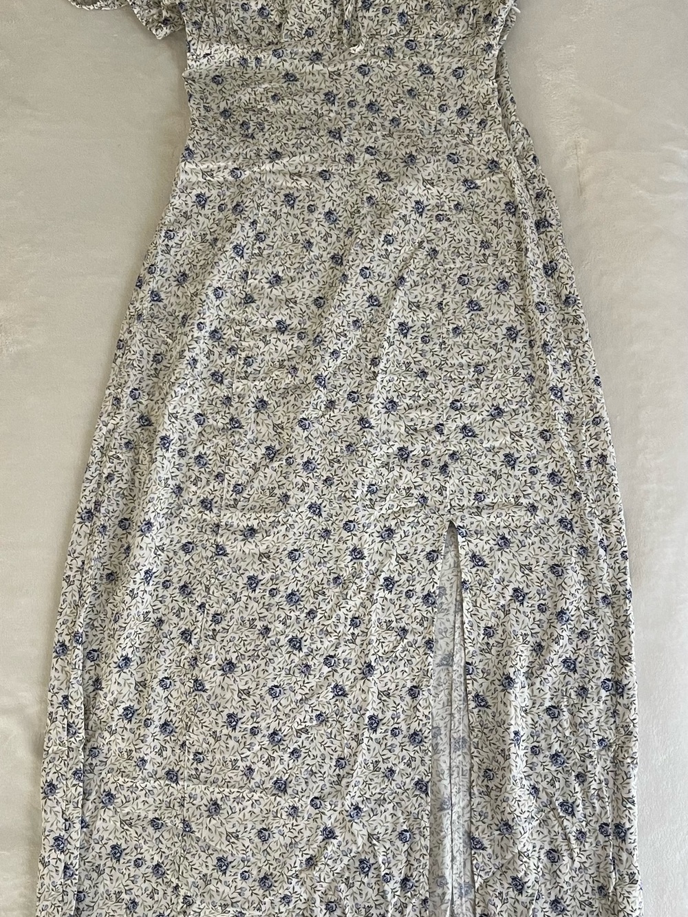 H&M Cream Maxi Dress with Blue Floral Print